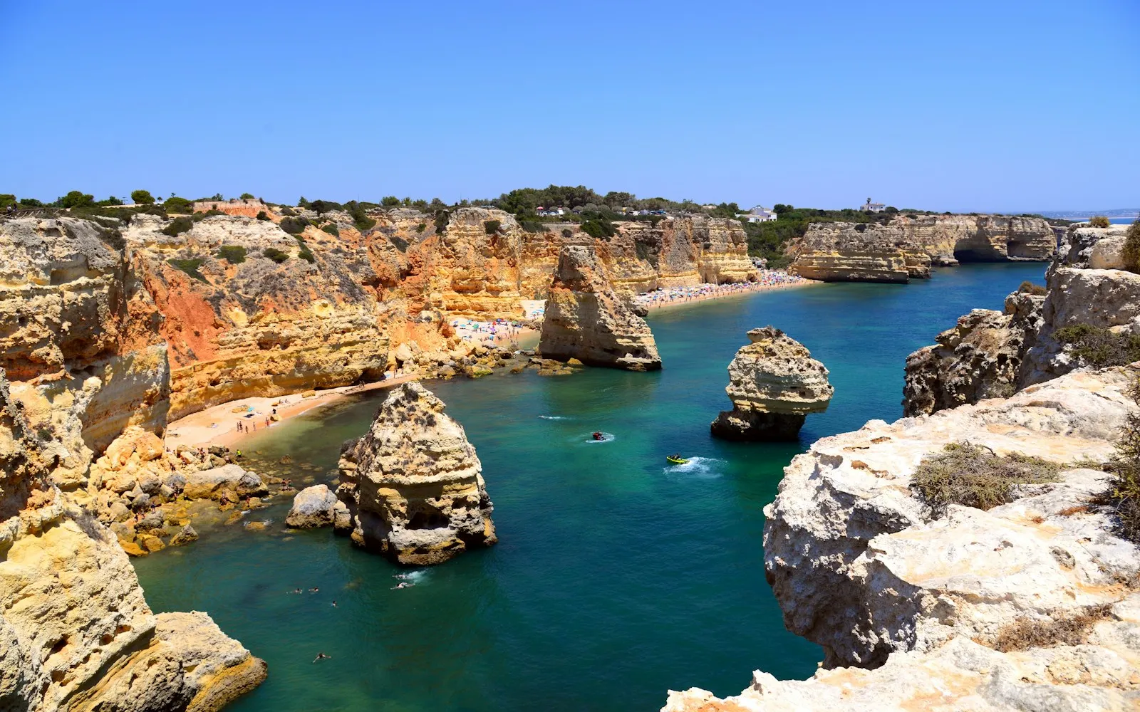 Rocky cliffs beside the sea in the Algarve