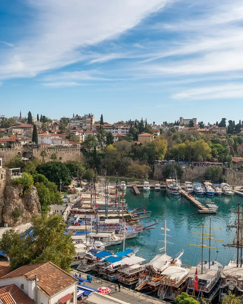 a harbor filled with lots of boats next to a city