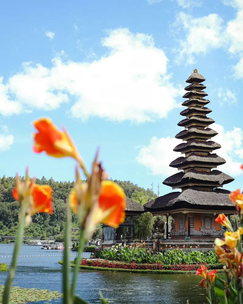 Lakeside temple and gardens in Bali
