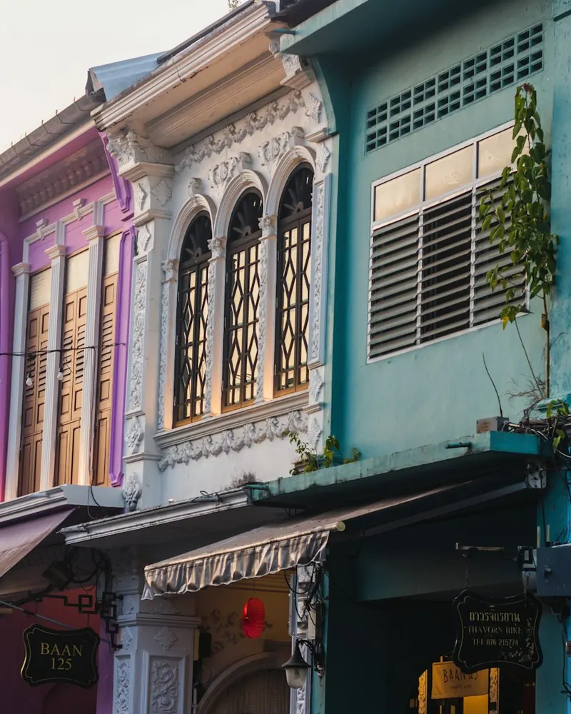 Colourful historic buildings in Phuket Old Town, Thailand