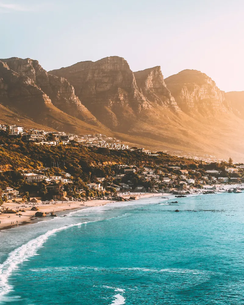 Clifton beach below the Twelve Apostles mountain range in Cape Town, South Africa