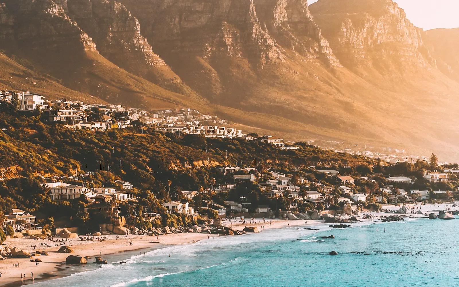 Clifton beach below the Twelve Apostles mountain range in Cape Town, South Africa